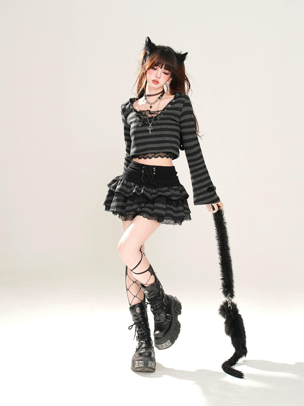 KELLY KITTY Y2K Vintage Striped Cool Spice Girl Suit