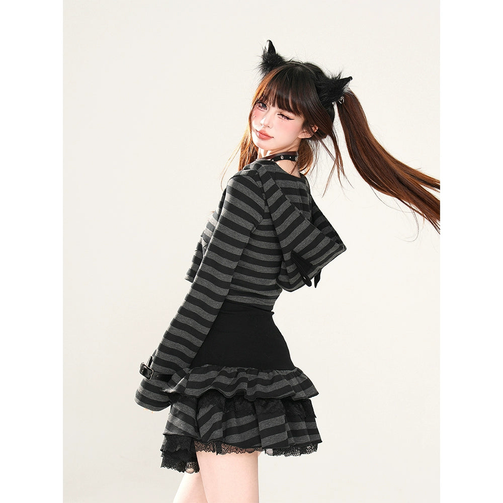 KELLY KITTY Y2K Vintage Striped Cool Spice Girl Suit