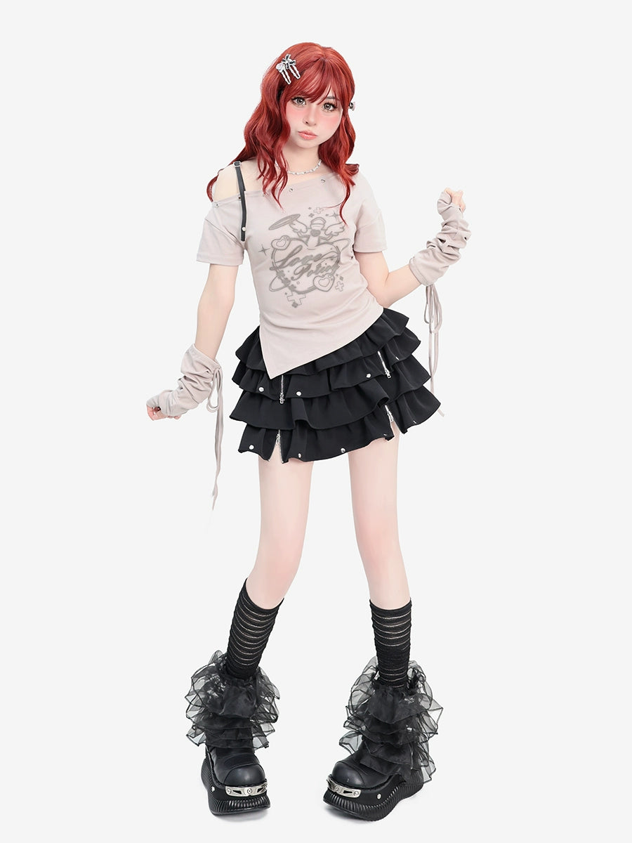 Catwish Y2K Wasteland Love Off-the-Shoulder Short Sleeves