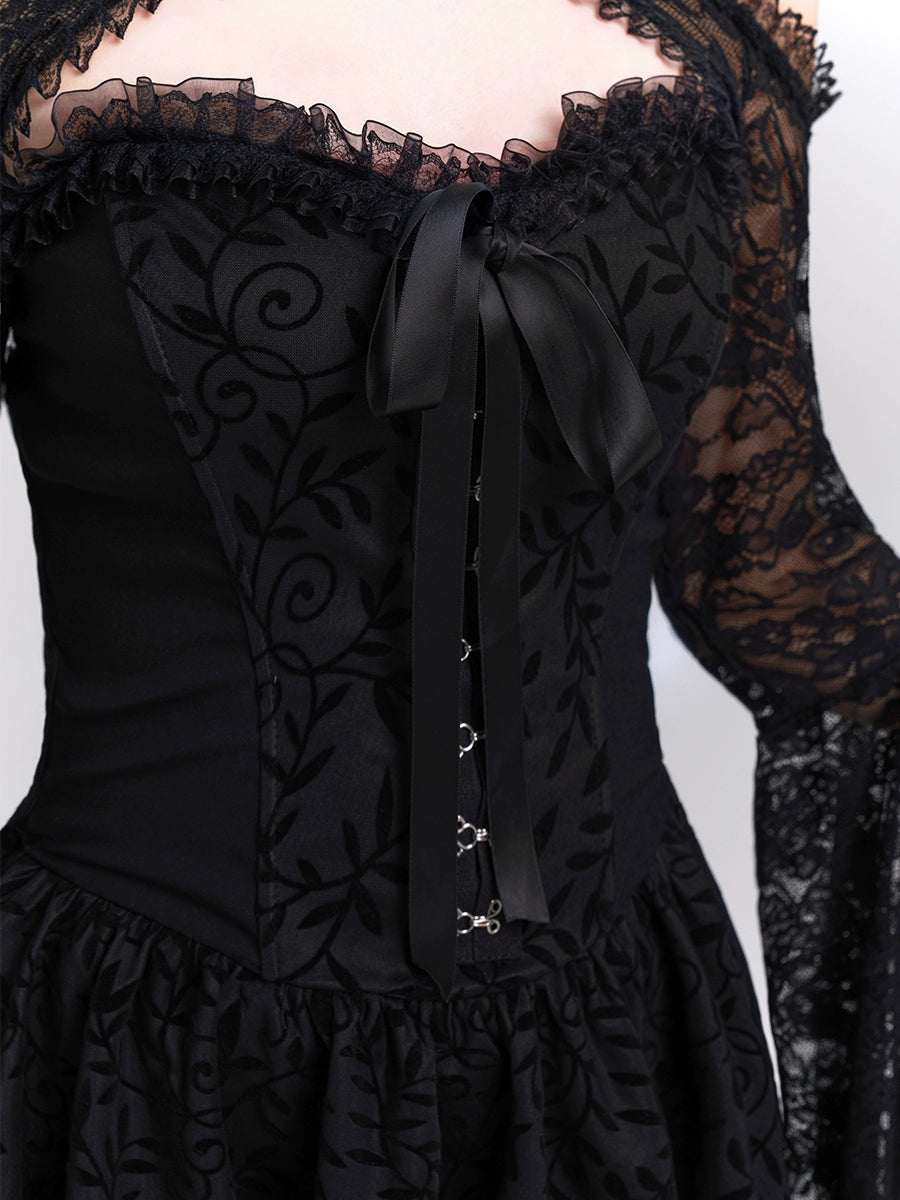 LADYGHOST Y2K Goth Black Tube Top Dress