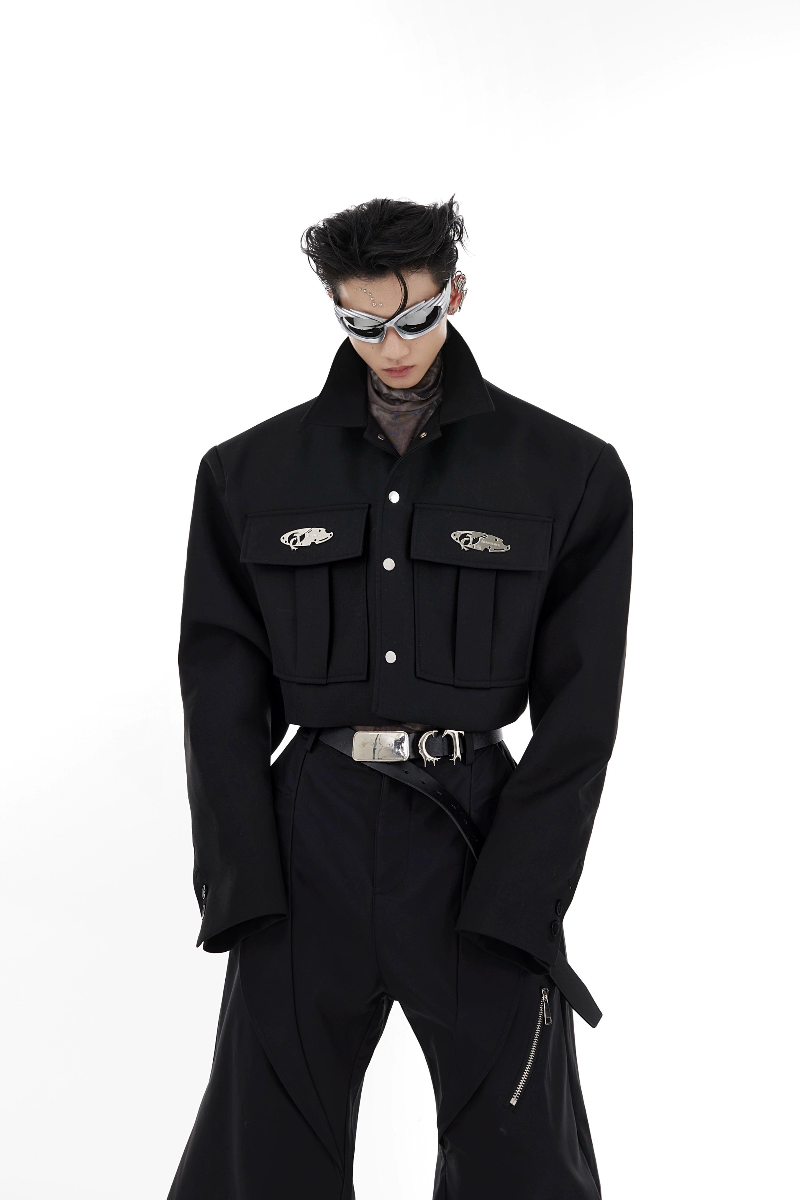 ArguE CulturE Metal Style Large Pocket Shoulder Padded Suit Jacket