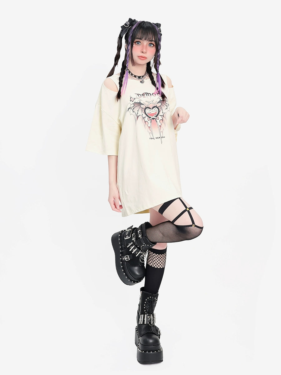 CATWISH Subculture Charm Heart Cat T-Shirt