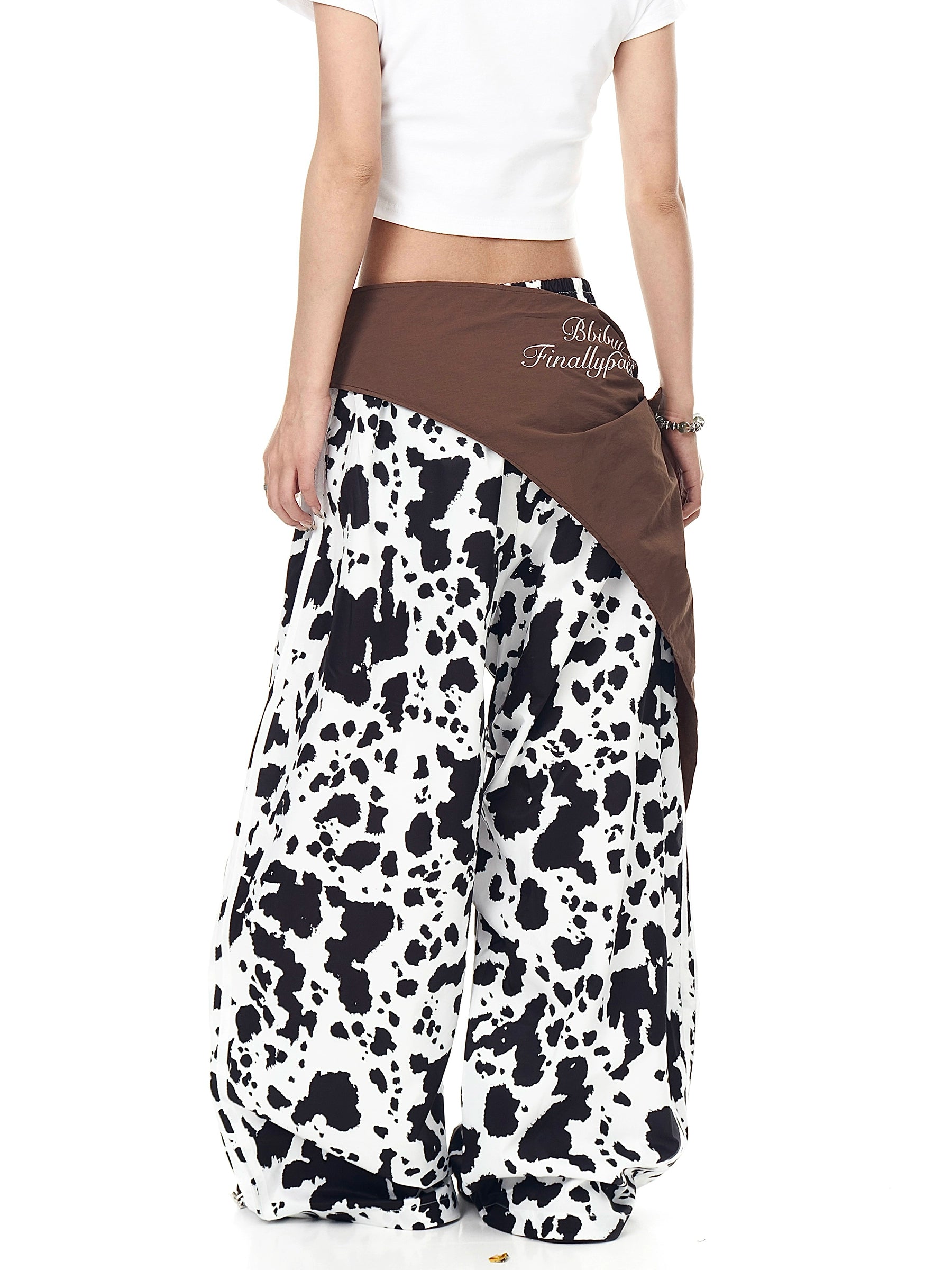 BLACKLISTS American Retro Black & White Contrasting Color Strap Casual Pants