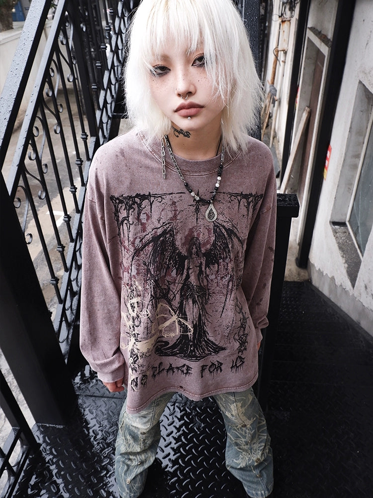 BIZZCUT Wasteland Twilight Poem Brown Print Long Sleeve