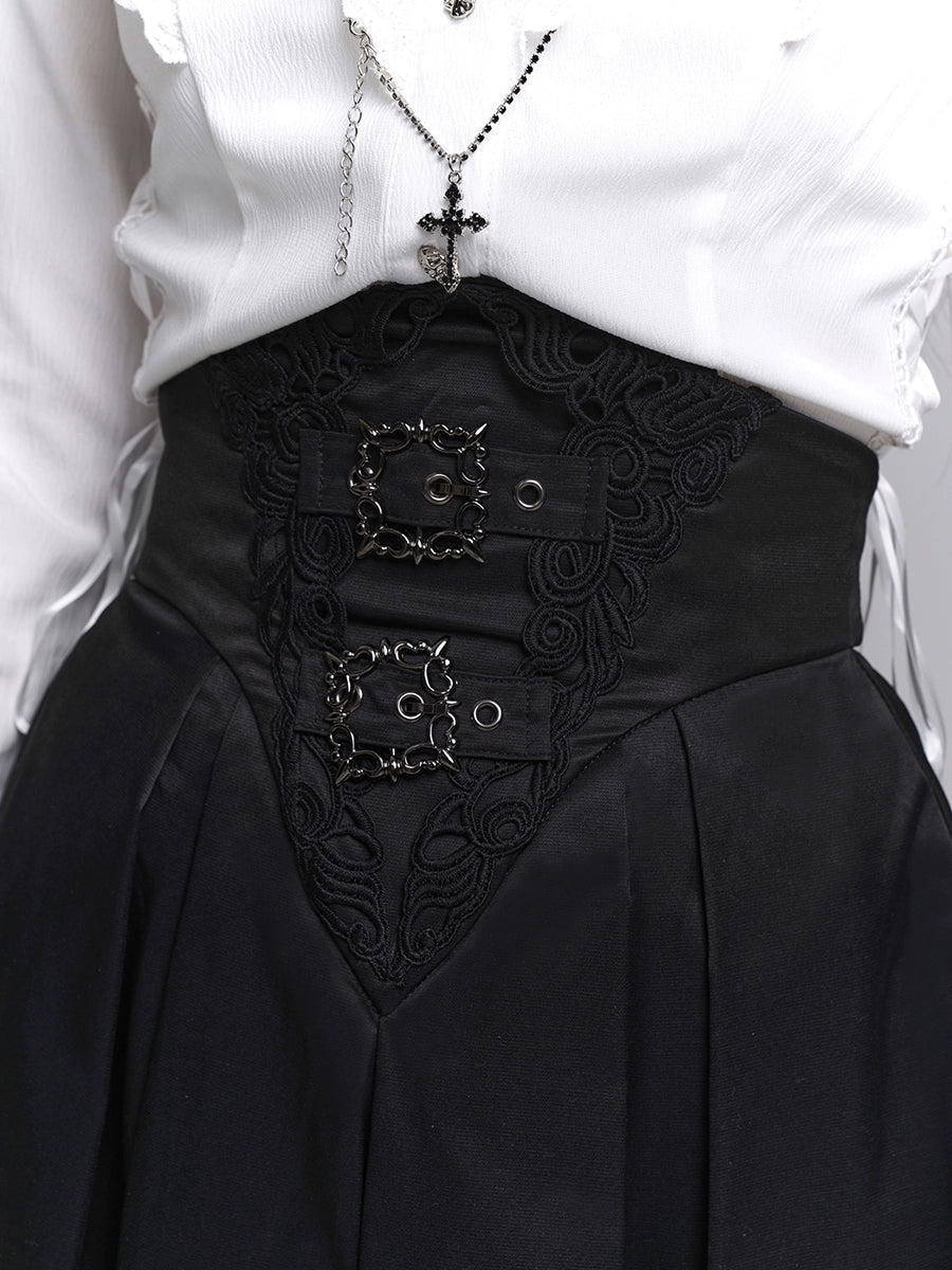 LADYGHOST Y2K Gothic Black High Waist Skirt