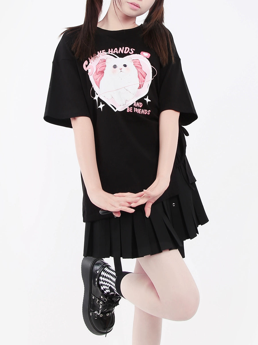 CATWISH Y2K Sweet Cool Girl Drawstring T-Shirt