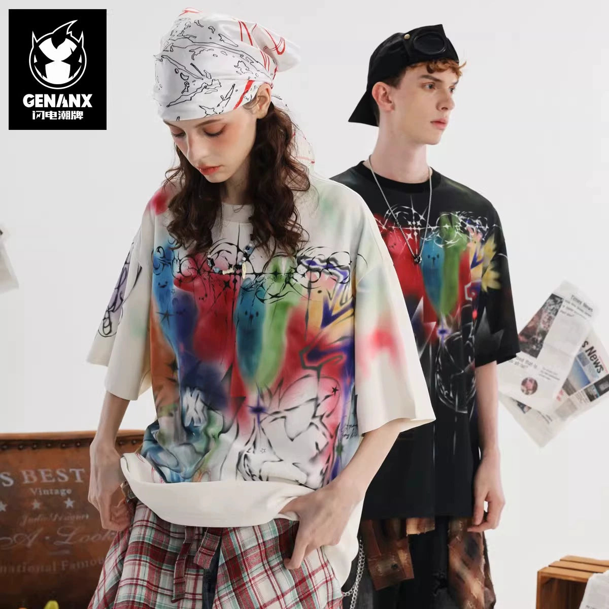 GENANX American Street Trend Graffiti T-Shirt