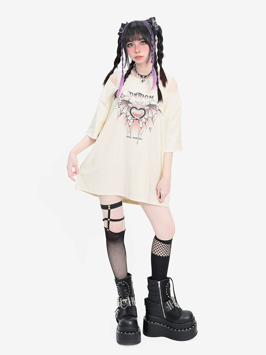CATWISH Subculture Charm Heart Cat T-Shirt