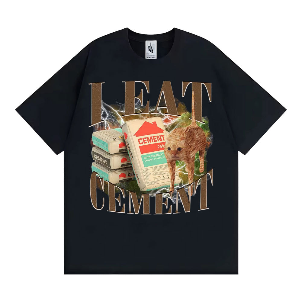 I Eat Cement Funny Cat Meme Graphic T-shirts Men