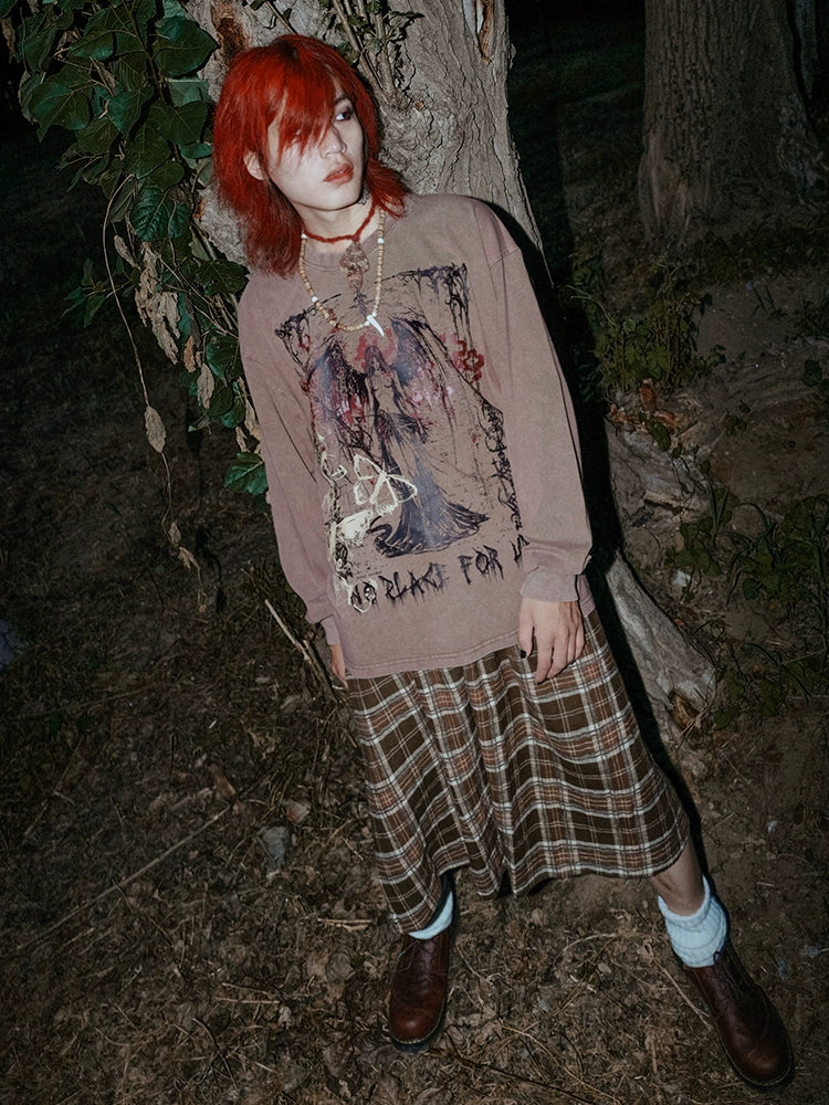 BIZZCUT Wasteland Twilight Poem Brown Print Long Sleeve