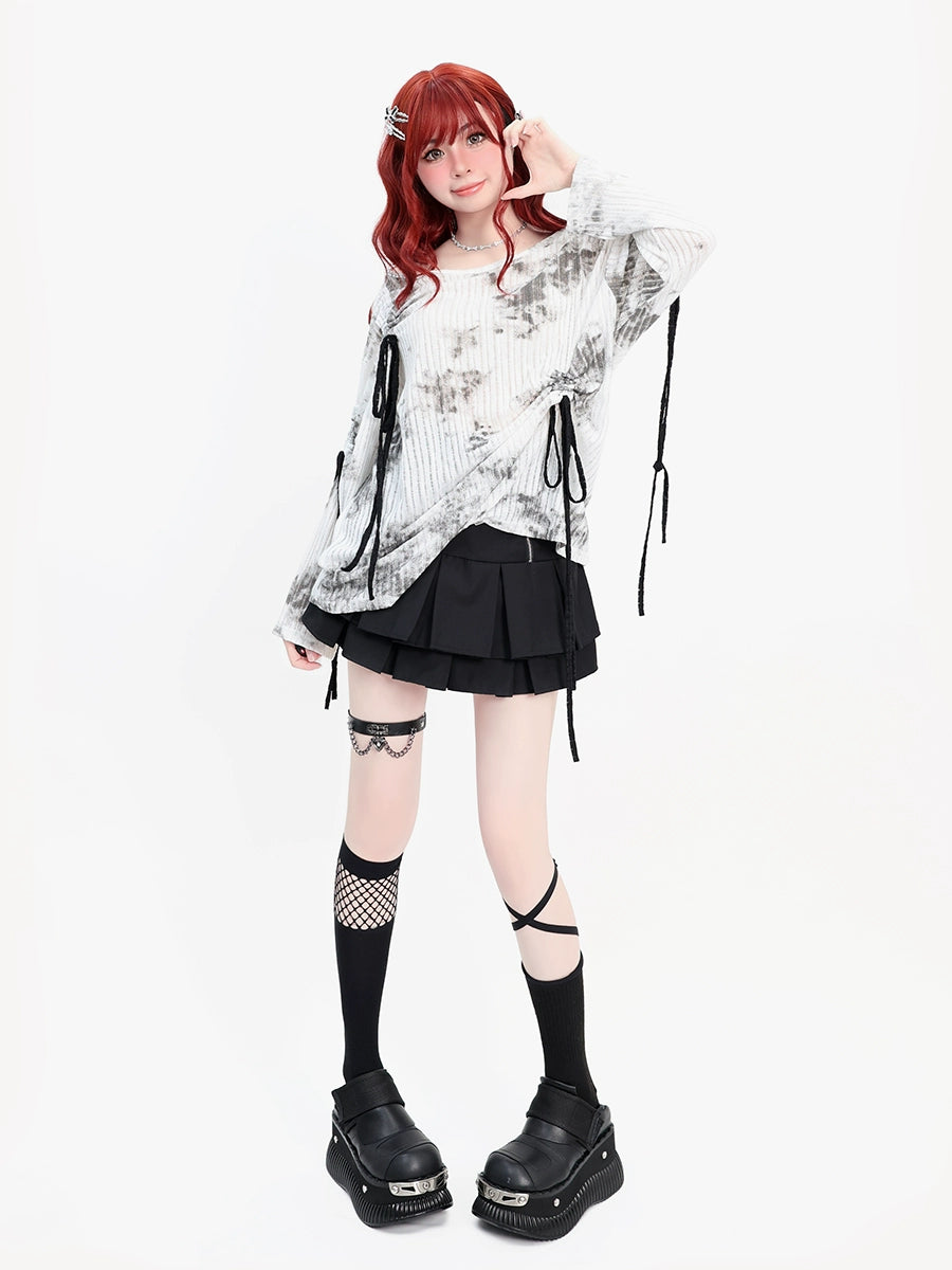 CATWIS Y2K Mist Dream Drawstring Long Sleeve