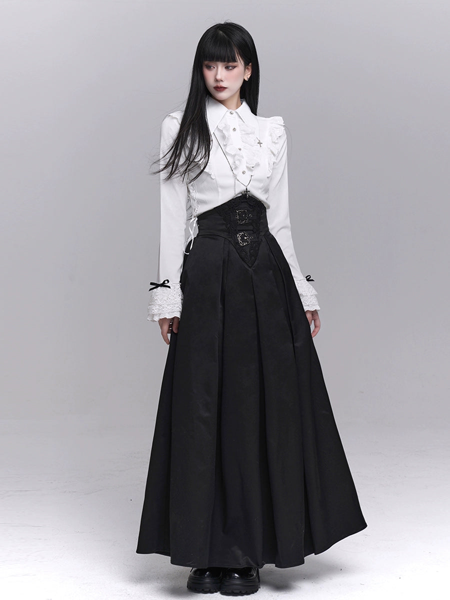 LADYGHOST Y2K Gothic Black High Waist Skirt